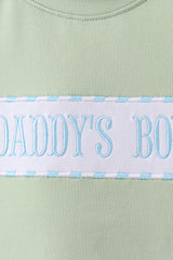 Green DADDY'S BOY embroidery gingham shorts set