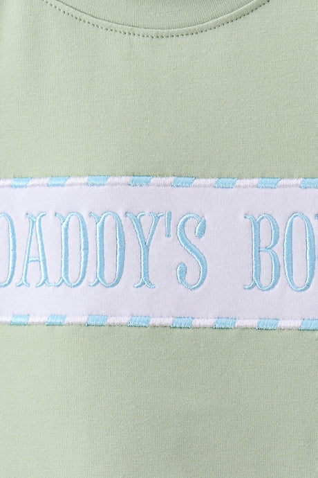 Green DADDY'S BOY embroidery gingham shorts set