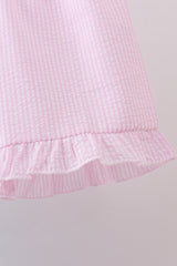 Blue farm animal embroidery ruffle shorts set