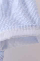 Blue crab embroidery seersucker shorts set