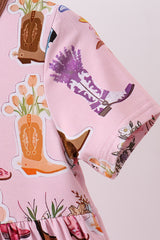 Pink floral boots bamboo dress