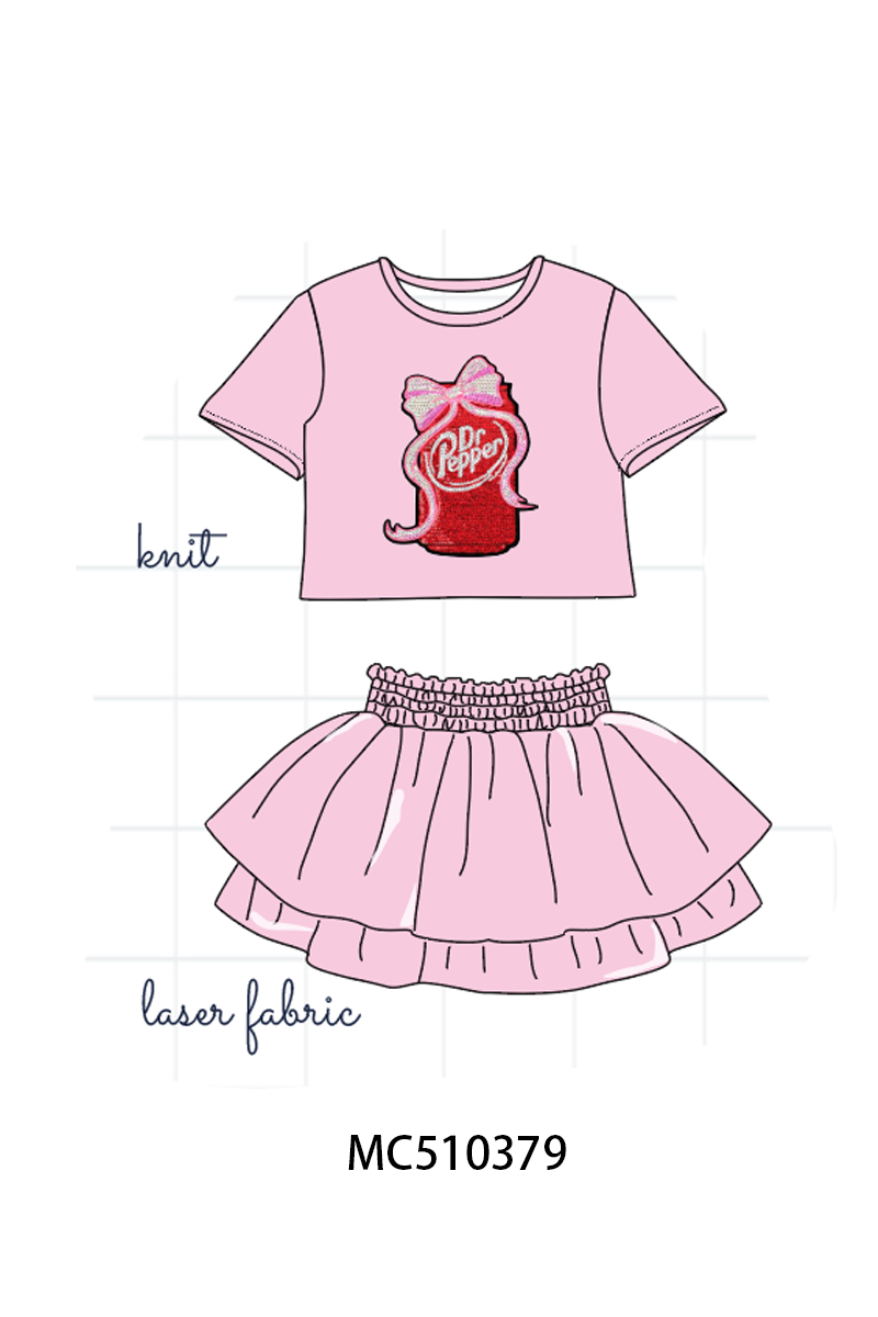 Pepper Pink sequin bow skort set