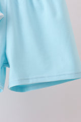 Blue stripe goose applique shorts set