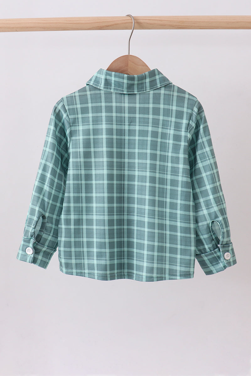 Duck embroidery button down plaid shirt