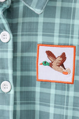 Duck embroidery button down plaid shirt