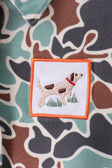 Camouflage puppy hunting embroidery button shirt