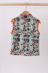 Camouflage duck embroidery zipper vest