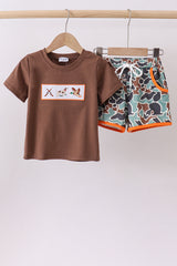 Camouflage hunting embroidery short set