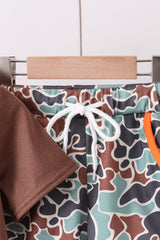 Camouflage hunting embroidery short set