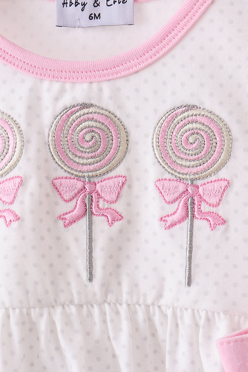 Pink lollipop embroidery bloomer set