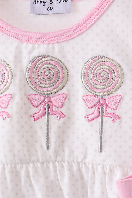 Pink lollipop embroidery bloomer set