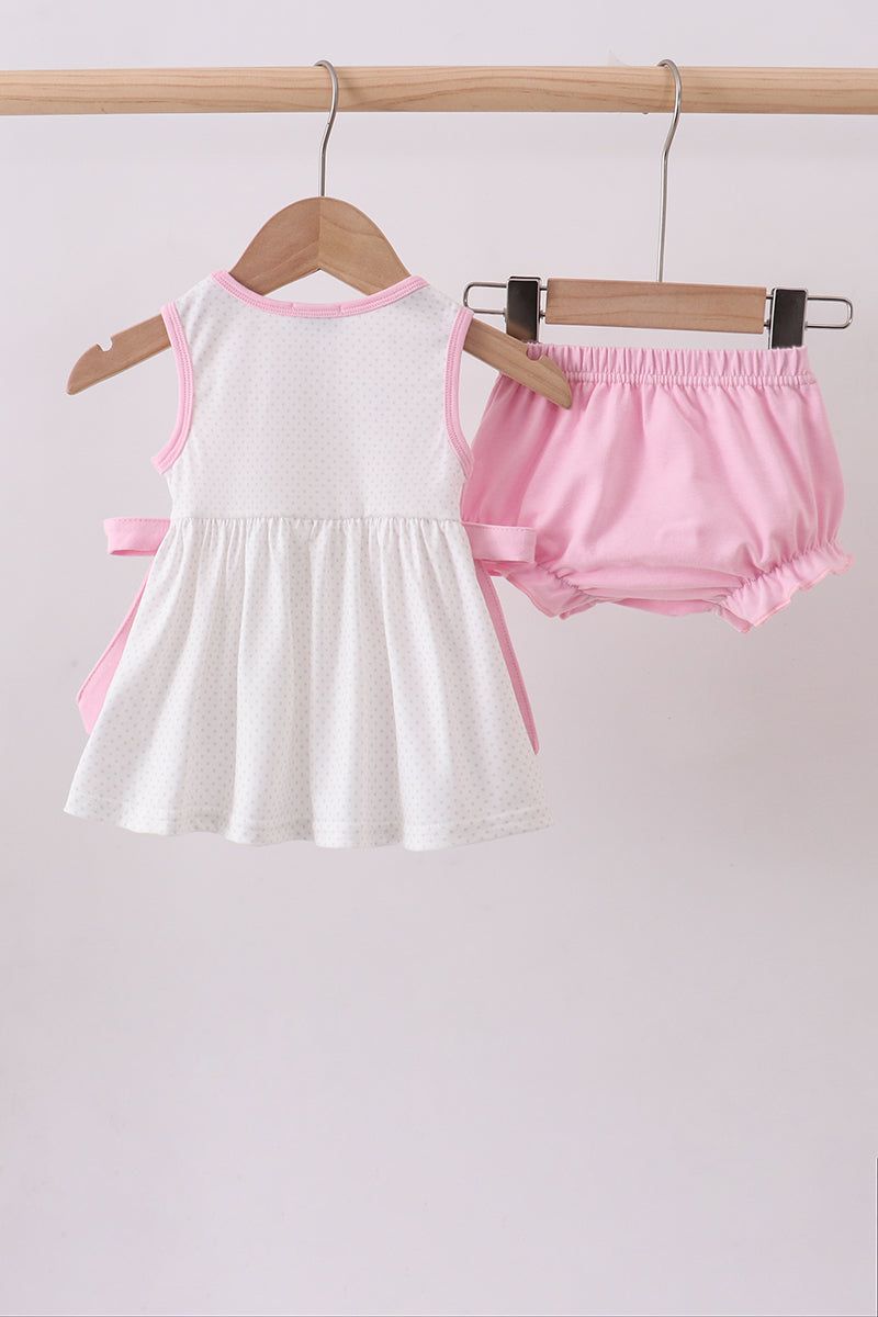 Pink lollipop embroidery bloomer set