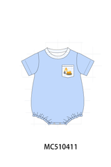 Blue excavator embroidery bubble