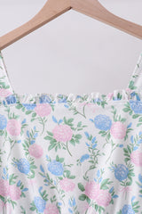 Blue floral print ruffle mom&me dress