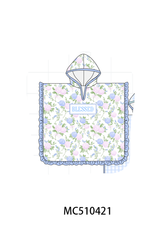 Blue floral blessed embroidery ruffle cover up