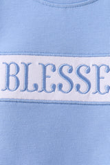 Blue BLESSED smocked gingham shorts set