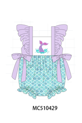 Purple mermaid embroidery ruffle bubble