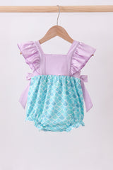 Purple mermaid embroidery ruffle bubble