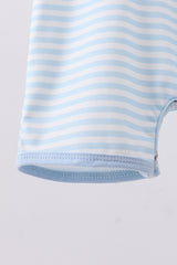 Blue this is my happy place embroidery stripe romper