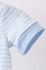 Blue this is my happy place embroidery stripe romper