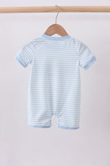 Blue this is my happy place embroidery stripe romper