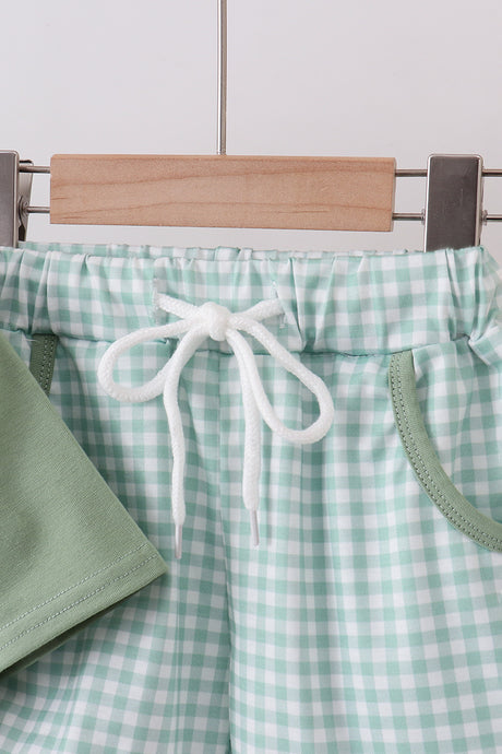 Sage daddy's buddy smocked gingham shorts set