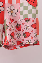 Pink strawberry checkered bamboo pajama set