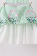 Green strawberry smocked dress