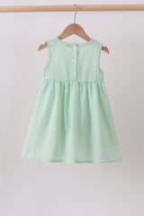 Green strawberry smocked dress