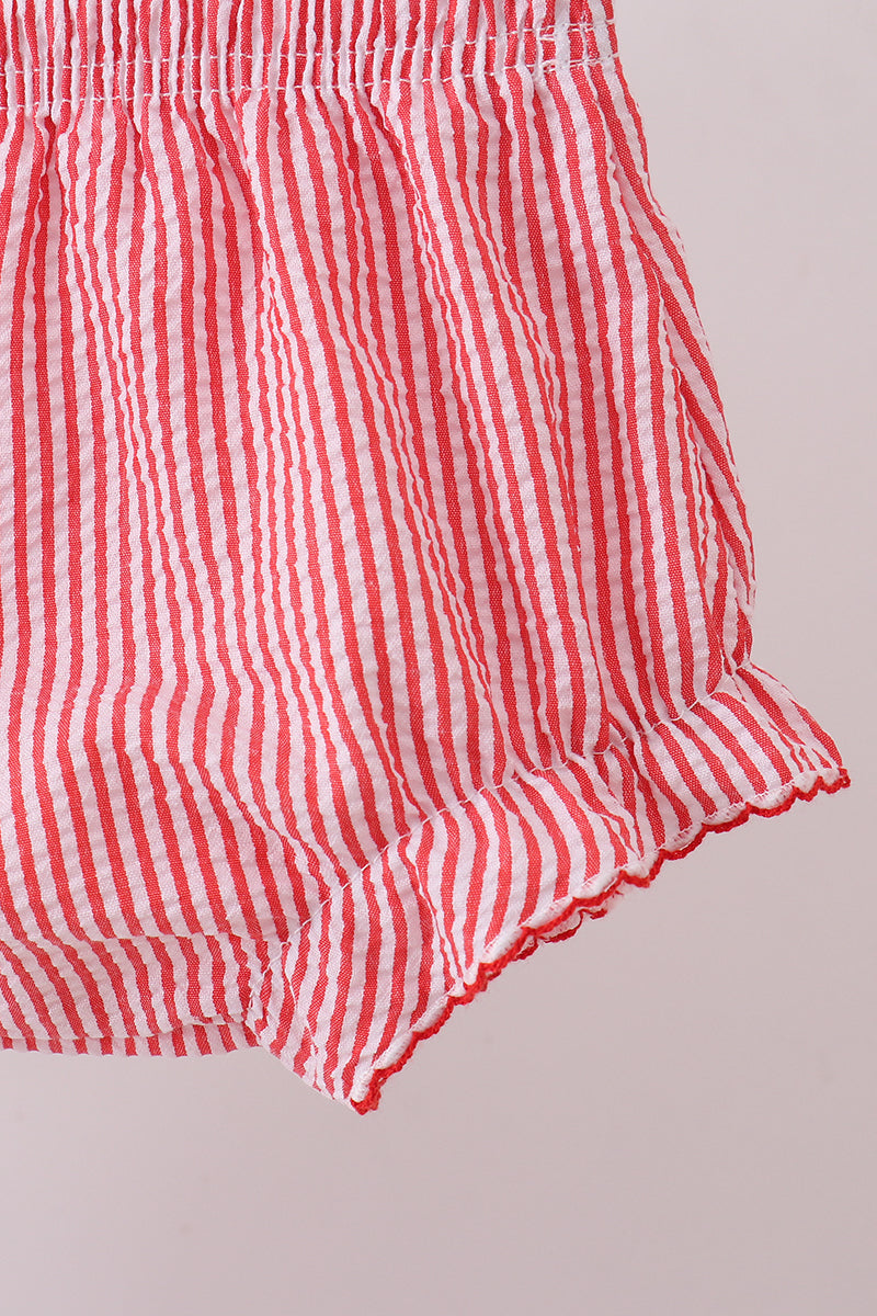 Pink flag smocked bloomer set