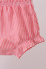 Pink flag smocked bloomer set