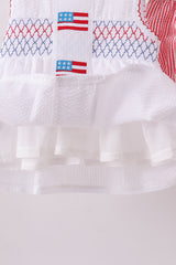 Pink flag smocked bloomer set