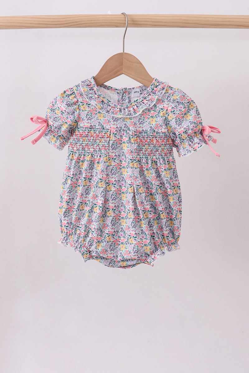 Summer garden smocked ruffle bubble