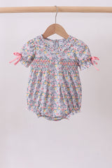 Summer garden smocked ruffle bubble