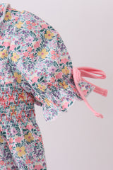 Summer garden smocked ruffle bubble