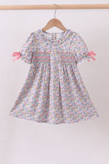 Summer garden smocked ruffle dress