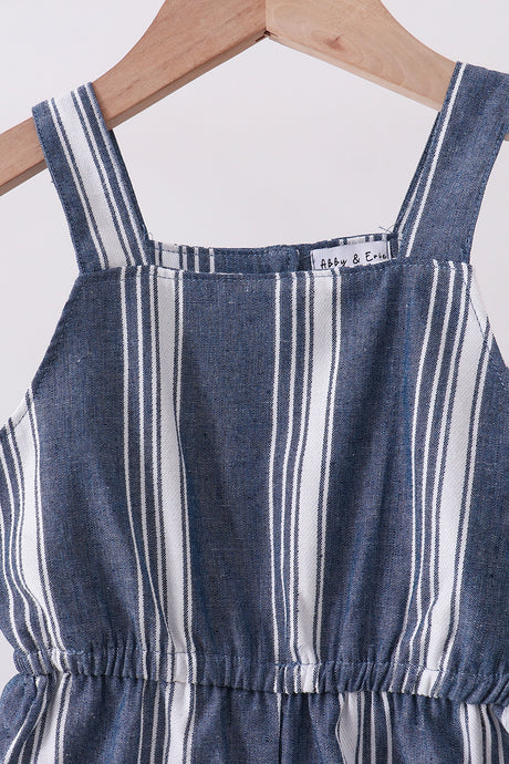Navy stripe linen jumpsuit
