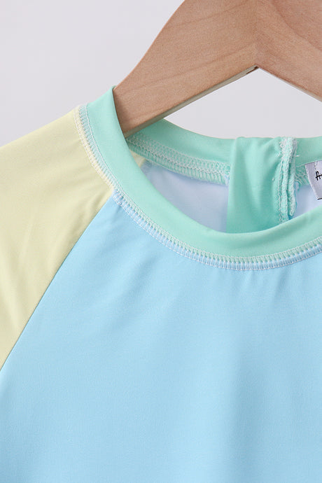 Colorblock long sleeve 2pc swimsuit