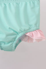 Colorblock long sleeve 2pc ruffle swimsuit