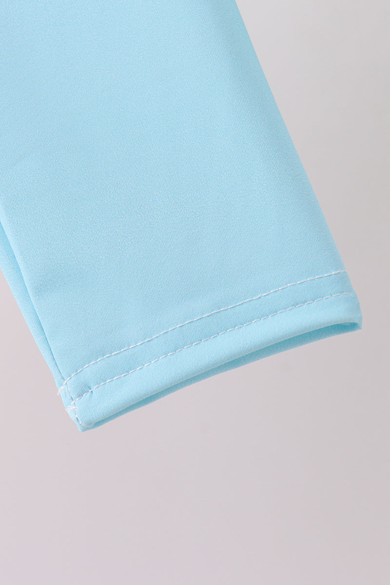 Colorblock long sleeve 2pc ruffle swimsuit