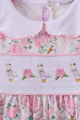 Pink duck sailboat smocked ruffle dress