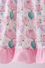 Pink duck sailboat smocked ruffle dress