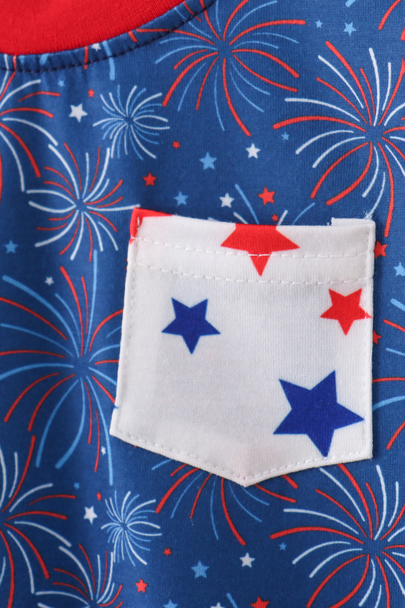 Navy fireworks romper