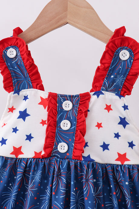 Navy fireworks ruffle dress