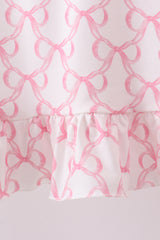Pink bow ruffle shorts set