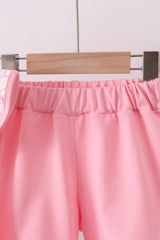 Pink bow ruffle shorts set
