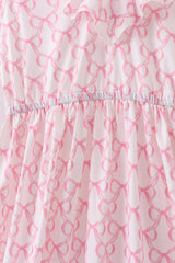 Pink bow ruffle tiered dress