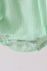 Pink seersucker ruffle bow bubble