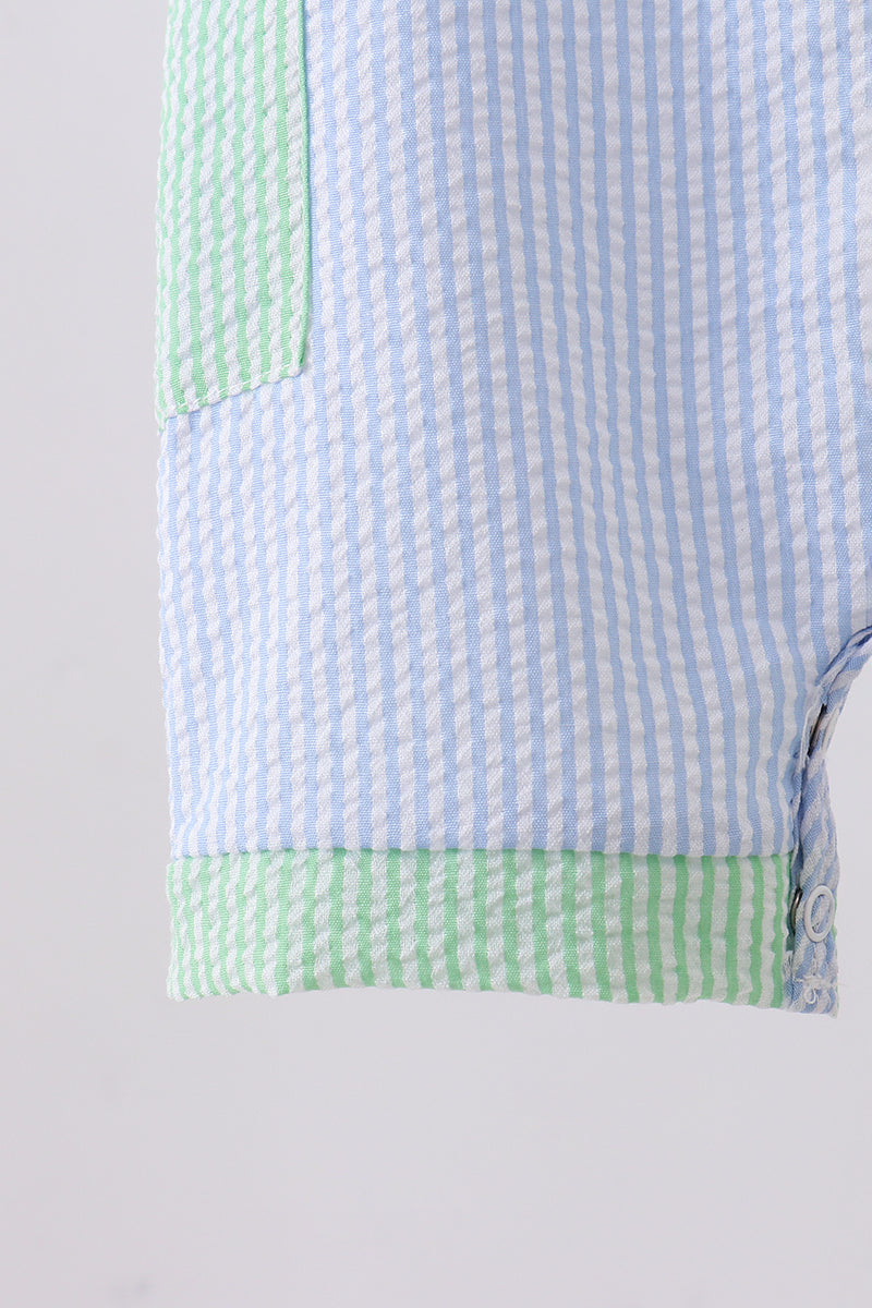 Blue&yellow stripe seersucker jonjon