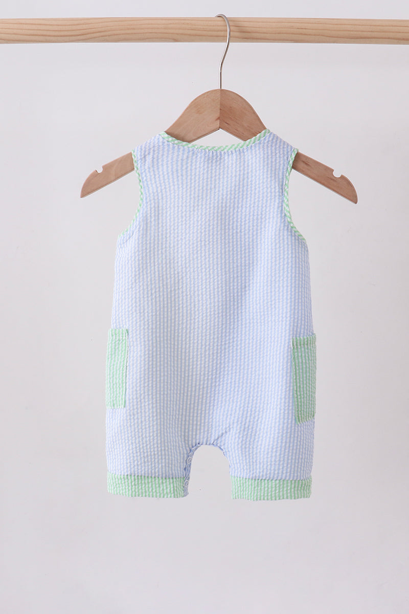 Blue&yellow stripe seersucker jonjon